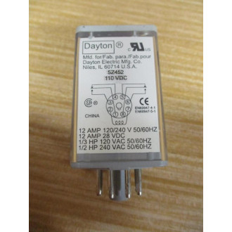 Dayton 5Z452 Relay 110VDC - New No Box