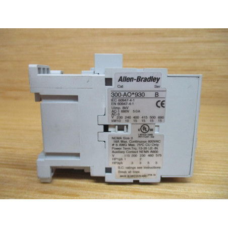 Allen Bradey 300-AOD930 Contactor 300AOD930 W 100-S B10 - Used