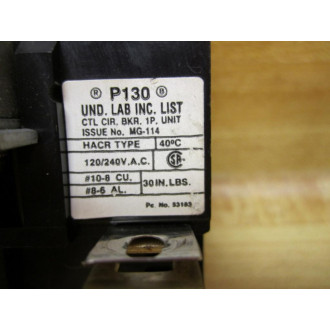 SiemensGould P130 ITE Circuit Breaker 1 Pole - Used