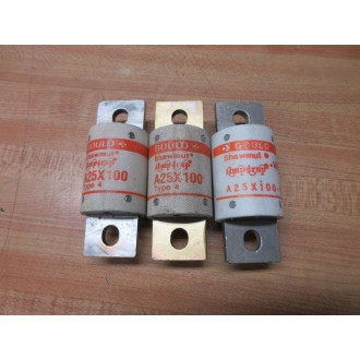 Gould Shawmut Ferraz A25X100-4 Mersen Fuse A25X100 Tested (Pack of 3) - New No Box
