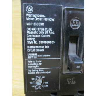 Westinghouse MCP13300RC Circuit Breaker 30AMP Cracked Corner - Used