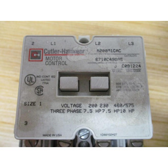Cutler Hammer A200M1CAC Motor Starter 6710C49G05 W BA13A Relay - Used