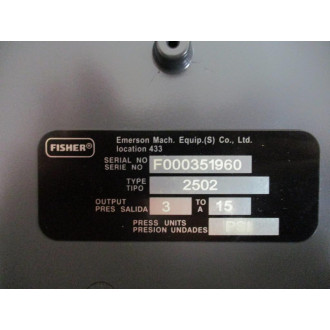 Fisher 2502 Emerson Pneumatic Level Controller 3-15 PSI - New No Box