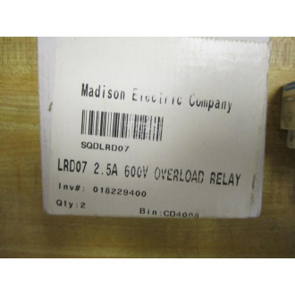 Telemecanique LRD-07 Overload LRD07 034677 1.6-2.5A