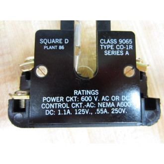Square D 9065 CO-1R Overload Relay 9065 C0-1R Series A - New No Box