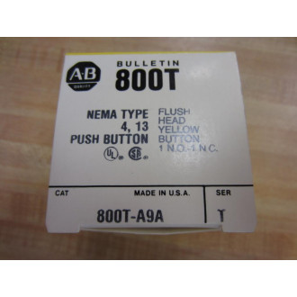 Allen Bradley 800T-A9A Push Button Yellow 800TA9A