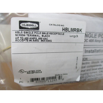 Hubbell HBLMRBK Single Pole Male Receptacle