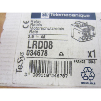 Telemecanique LRD-08 Schneider Relay 2.5-4A 034678