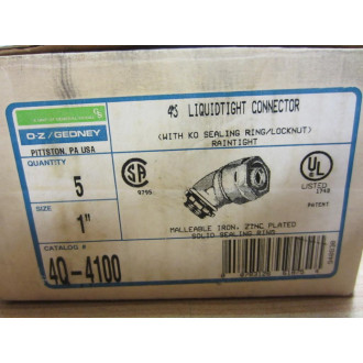 O-ZGedney 4Q-4100 1" 45° Liquidtight Connector 4Q4100 (Pack of 5)