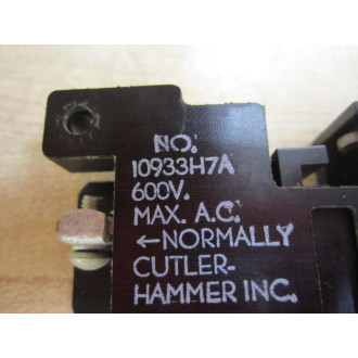 Cutler Hammer 10933H7A Eaton Auxiliary Contact 10933H7 - Used