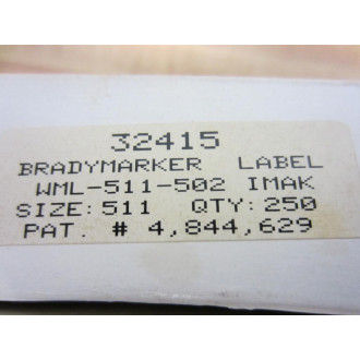 Brady WML-511-502 Wire Marking Label 32415 Y35325