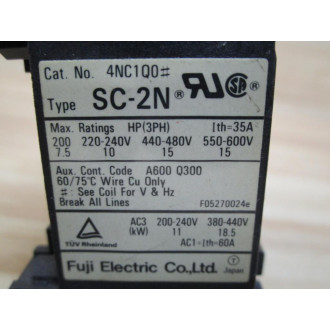 Fuji Electric SC-2N Contactor 4NC1Q0 35 Amp Starter Base (Pack of 2) - Used