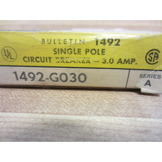 Allen Bradley 1492-G030 1 Pole Circuit Breaker 3.0 Amp 1492G030 Series A