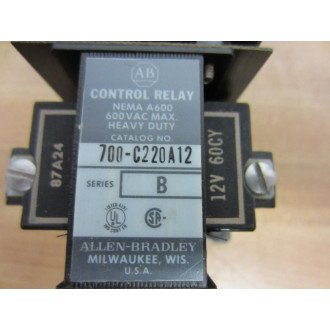 Allen Bradley 700-C220A12 700C220A12 AC Control Relay Series B