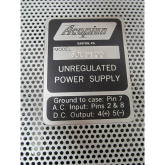 Acopian 50UF100 Unregulated Power Supply - New No Box