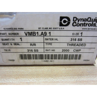 DynaQuip VMB1.A9 1 Ball Valve 1 Inch 316SS Threaded VMB1A91