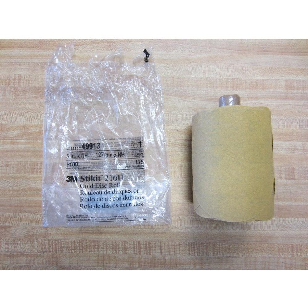 3M 051111-49913 Stikit Gold Disc Roll 216U 5 in x NH P180 175 discs