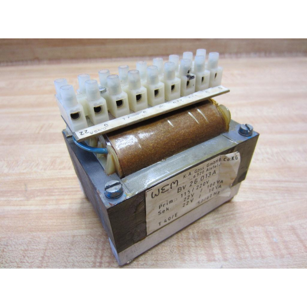WEM BV 26 013A Transformer, Step-Down 115220V 5060 Hz BV26013A - Used