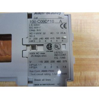 Allen Bradley 100-C09DZ10 Contactor 100C09DZ10 - Used