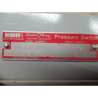 SOR 12NN-K614-N4-B1A Pressure Switch 12NNK614N4B1A - New No Box