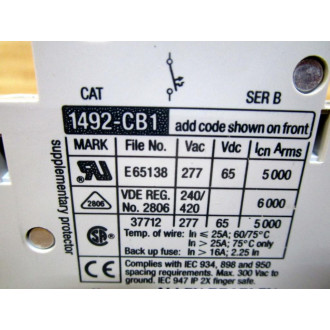 Allen Bradley 1492-CB1H060 Breaker 1492CB1H060 6A 6A-Series B - Used