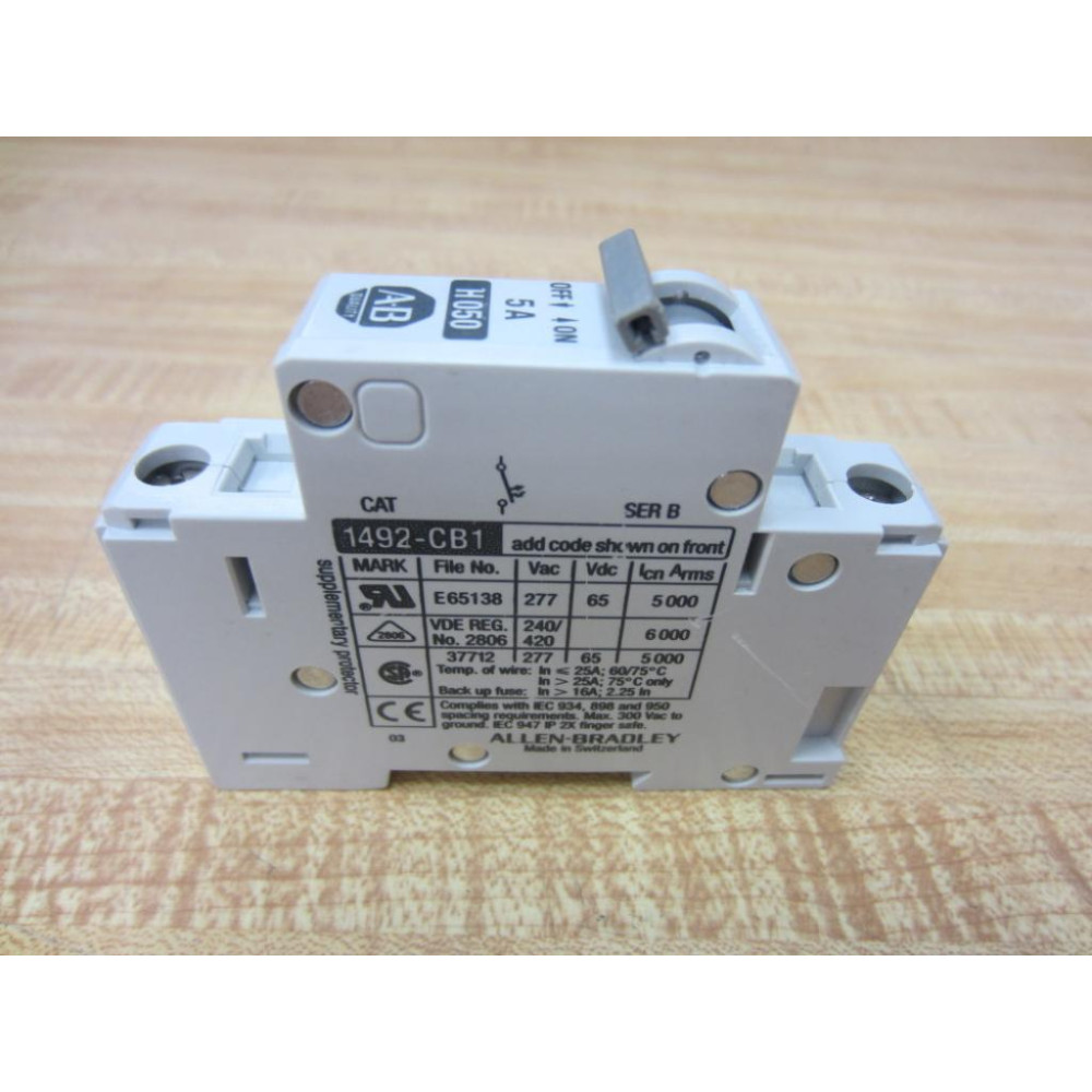 Allen Bradley 1492-CB1-H050 5A Circuit Breaker 1492CBH050 - New No Box