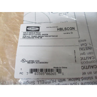 Hubbell HBLSCGN Snap Back Cover