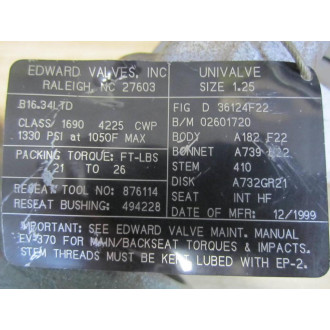 Flowserve B16.34LTD Valve 1.25 - New No Box