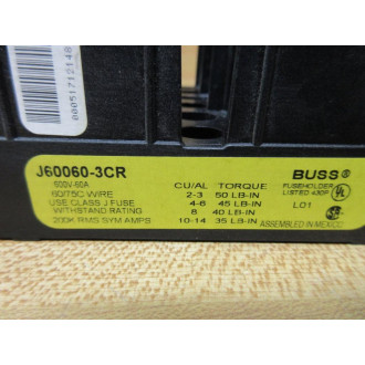 Bussmann J60060-3CR Fuse Block J600603CR Buss - Used