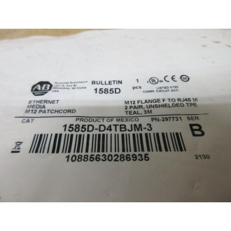 Allen Bradley 1585D-D4TBJM-3 Double Ended Cordset 1585DD4TBJM3