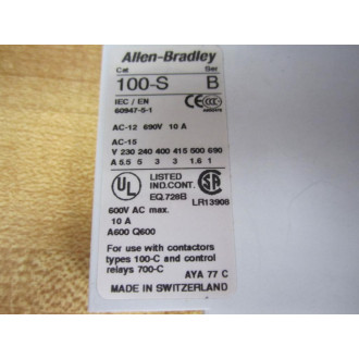 Allen Bradley 100-SB10 Auxiliary Contact