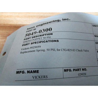 Vickers 029059 Spring - New No Box