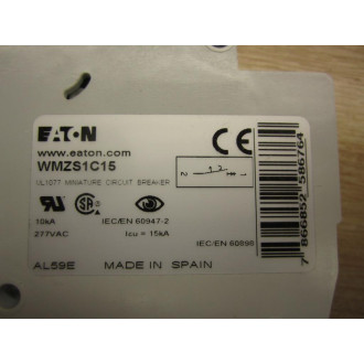 Eaton WMZS1C15 Cutler Hammer Circuit Breaker
