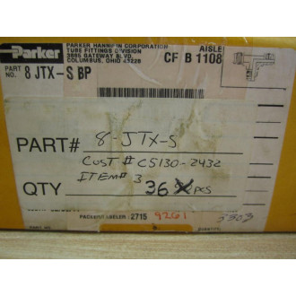 Parker 8JTX-S Triple-Lok 37° Flare Union Tee 8JTXS (Pack of 6)