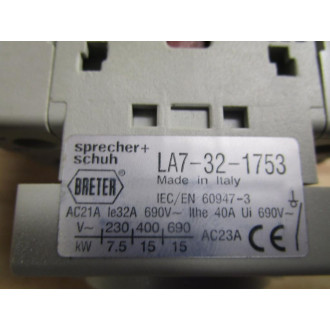 Sprecher + Schuh LA7-32-1753 Motor Disconnect Switch