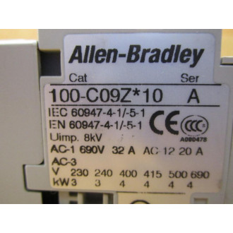 Allen Bradley 100-C09Z*10 Contactor 100C09Z10 Series A - Used