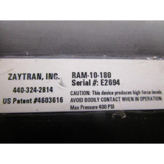 Zaytran RAM-10-180 Rotary Actuator RAM10180 - Used