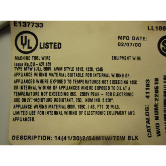 Coleman Cable 14MTWSTRBLAX500 Black Stranded Copper Cable
