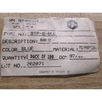 Voltrex BTP-8-BLU Beaded Tie (Pack of 65) - New No Box