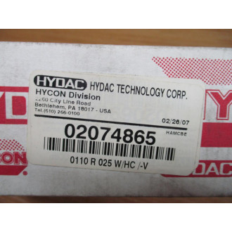 Hydac 02074865 Hydraulic Return Filter Element 0110 R 025WHC-V