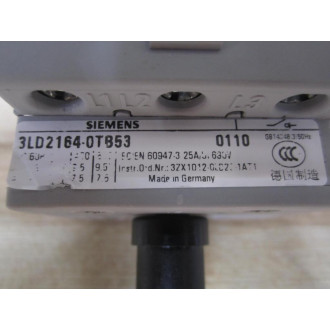 Siemens 3LD2164-0TB53 Internals To Emergency Disconnect Switch - New No Box