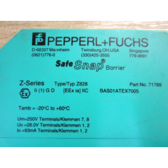 Pepperl + Fuchs 71789 Contact BAS01ATEX7005 - New No Box