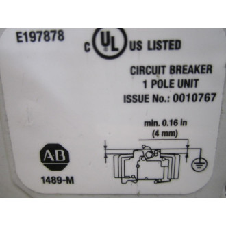 Allen Bradley 1489-M1C40 1P 4A Circuit Breaker 1489-AMRS3 - Used
