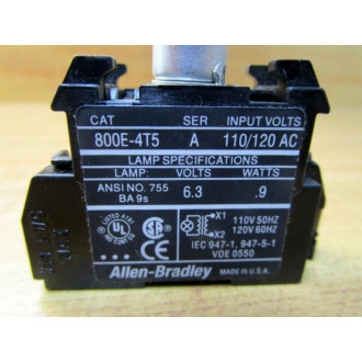 Allen Bradley 800E-4T5 Transformer 800E4T5 WBulb - New No Box