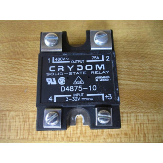 Crydom D4875-10 Solid State Relay D487510 3-32VDC Input - Used
