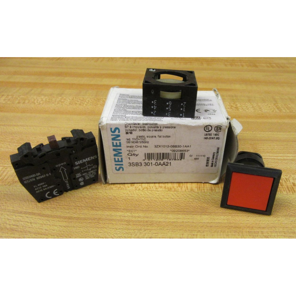 Siemens 3SB3 301-0AA21 Red 3SB33010AA21 w3SB3400-0A & Base