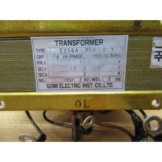 Gomi Electric E2564-254-019 Transformer E2564254019 - Used