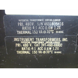 Cutler Hammer 3VT-460-480CC Potential Transformer 3VT460480CC - Used