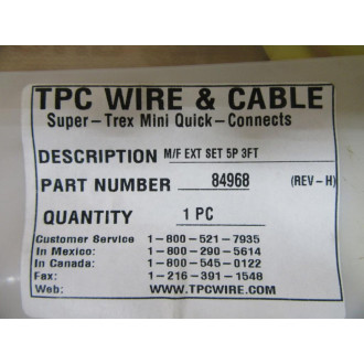 TCP Wire & Cable 84968 Quick Connect Cord Set