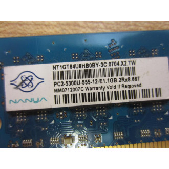 Nanya NT1GT64U8HB0BY-3C Memory Board NT1GT64U8HB0BY3C (Pack of 3) - Used